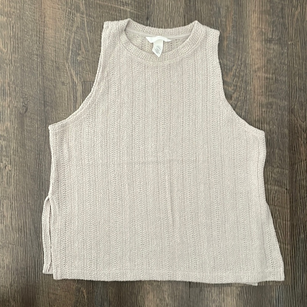 H&M Tan High-Neck Knit Tank-Top - Women’s S